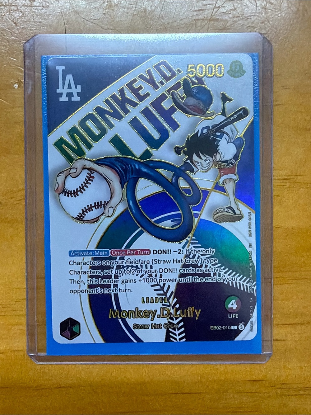 Monkey D. Luffy Holographic Baseball Card - Blue/White